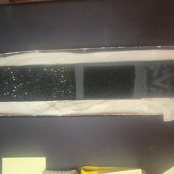 Vintage Black Beaded Belt with Velcro Closure - Picture 3 of 4